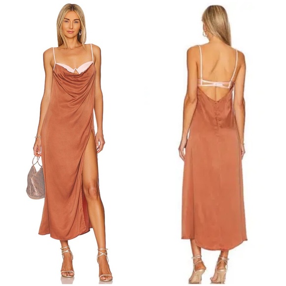 FOR LOVE & LEMONS Viv Maxi Dress in Brown - Picture 1 of 7